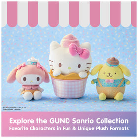 GUND Hello Kitty ships in a protective poly bag for safe handling.