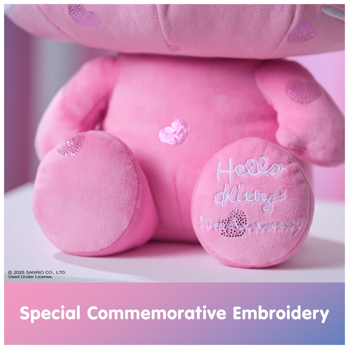 GUND Hello Kitty silver facial details add a touch of shine for fans.
