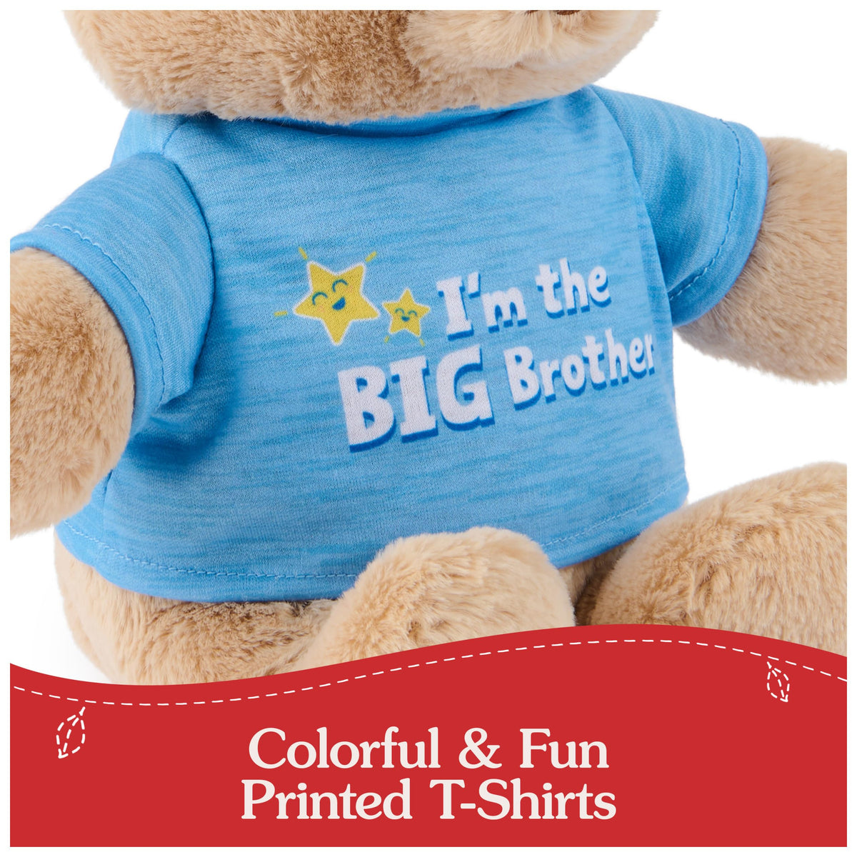 GUND I'm The Big Brother bear blue message T-shirt, great for gifting with encouragement