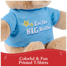 GUND I'm The Big Brother bear blue message T-shirt, great for gifting with encouragement