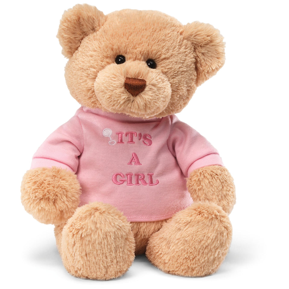 GUND It’s a Girl message bear front view, soft hugs for any occasion