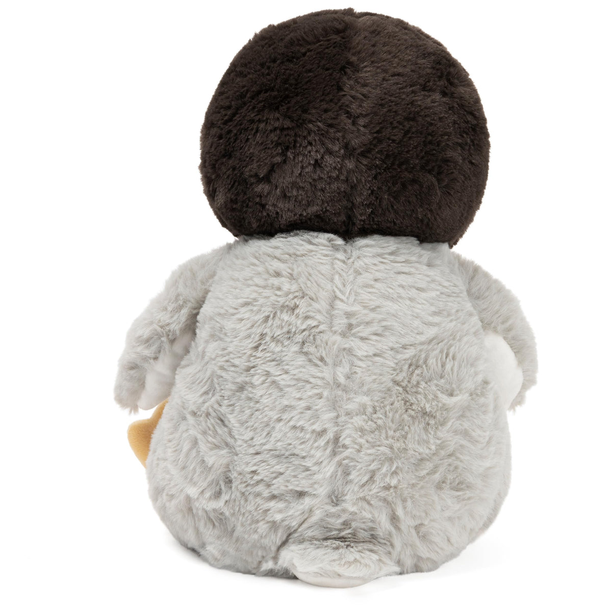 Kissy features safe embroidered details on a plush penguin face.