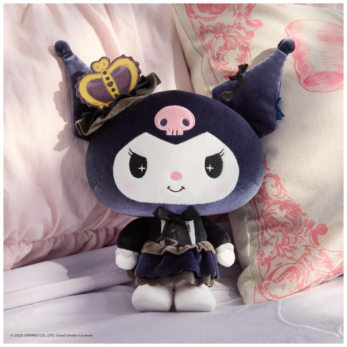 GUND Kuromi embroidered heart detail plush, premium quality craftsmanship.
