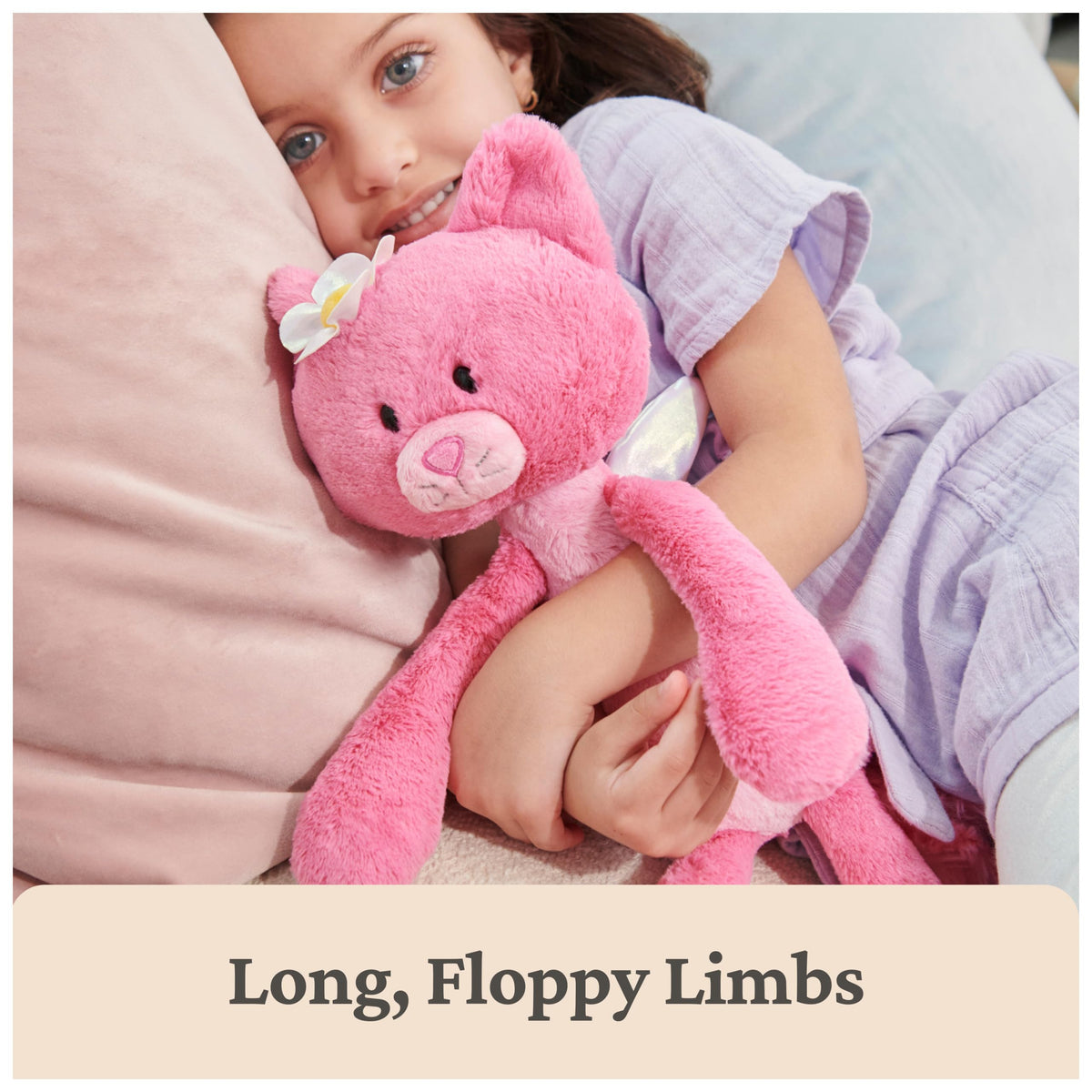 GUND Maeve Rose embroidered face and whiskers show lasting detail.