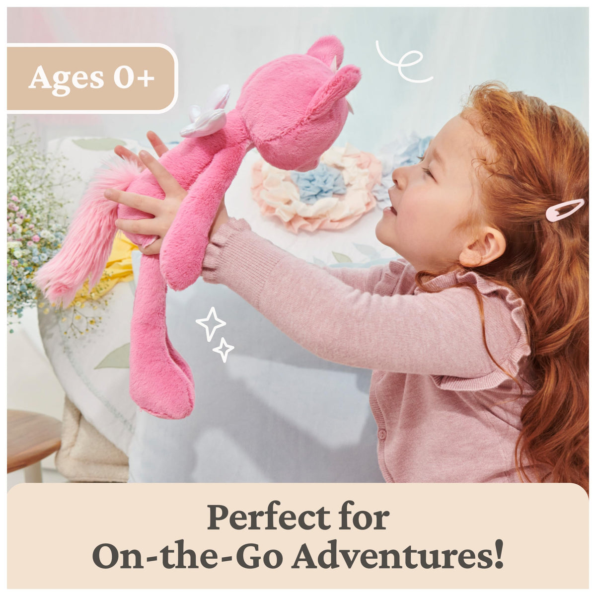 GUND Maeve Rose pink plush coat invites soft, comforting hugs.