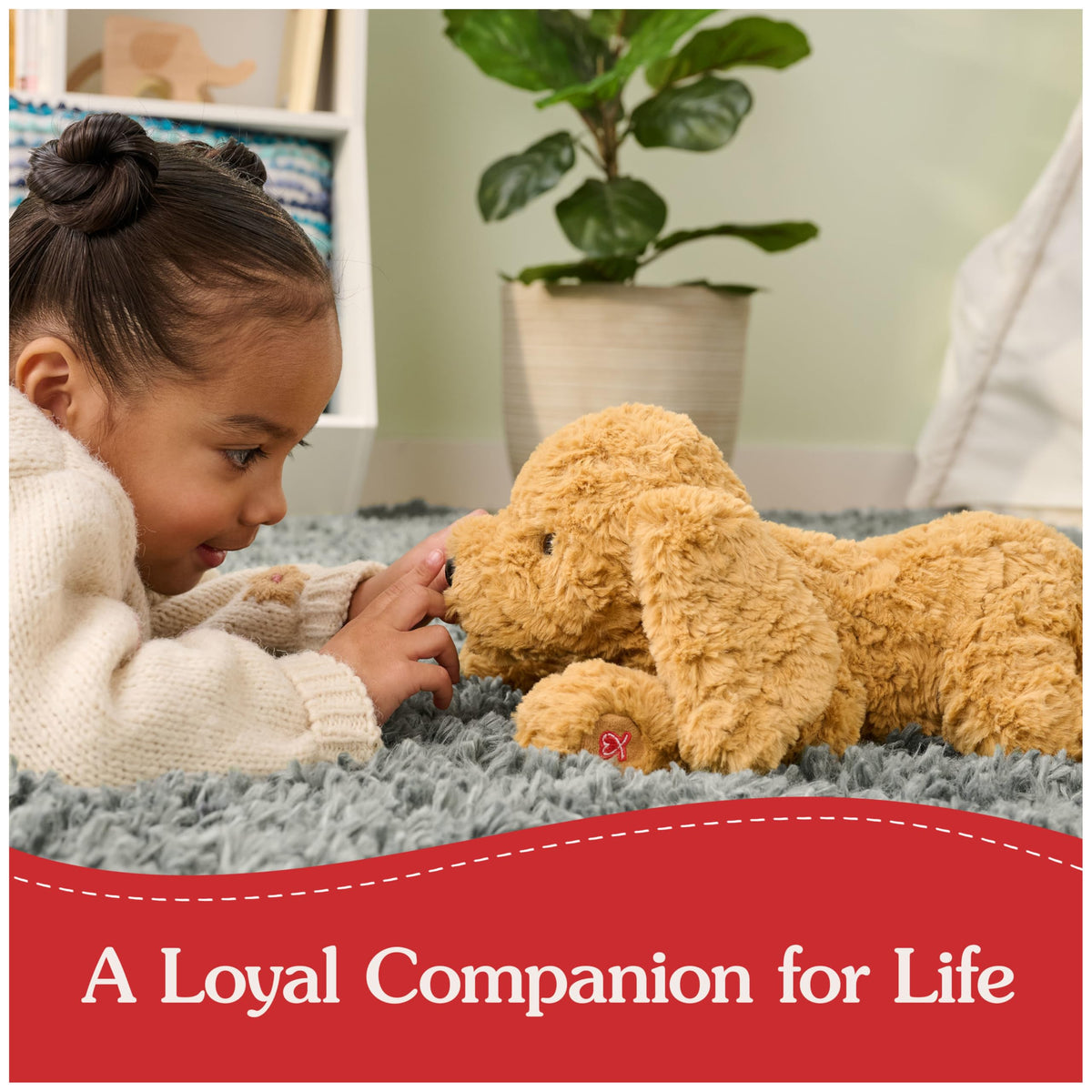 GUND Muttsy long floppy ears enhance hugging poses and kid-friendly cuddling.