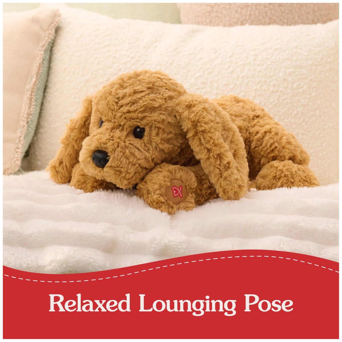 GUND Muttsy soft amber plush fur provides comforting playtime and sensory engagement.