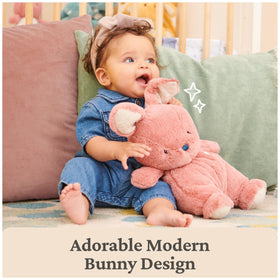 GUND Oh So Snuggly Bunny dusty rose color complements nursery decor and modern rooms.