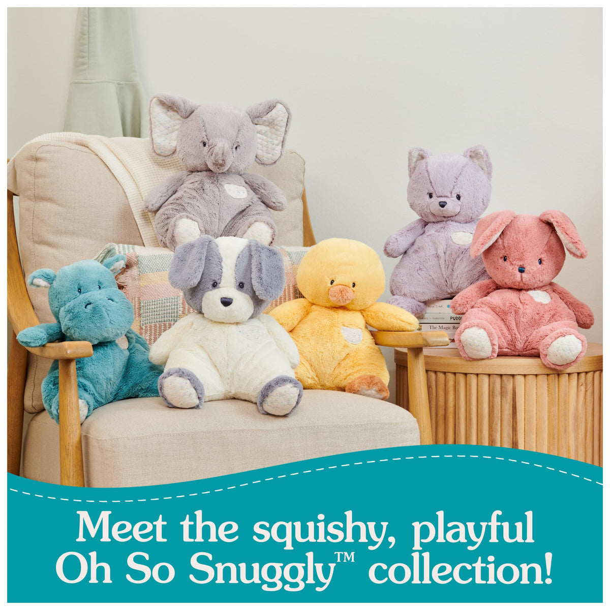 Gift-ready Oh So Snuggly Cow plush, ideal for baby showers.