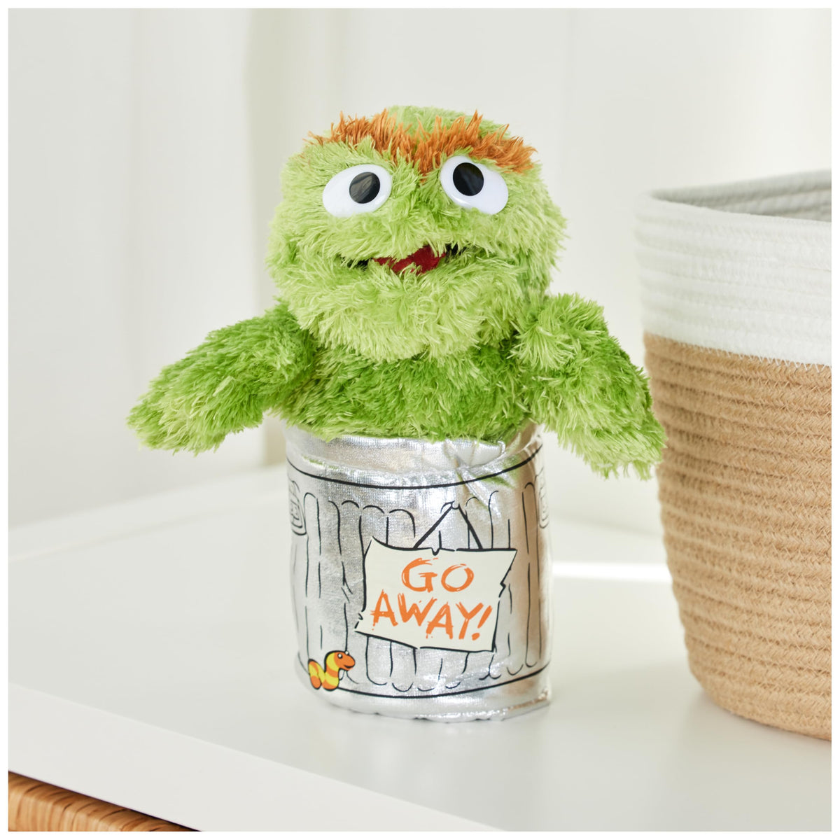 Oscar the Grouch plush with Slimey worm for playful storytelling