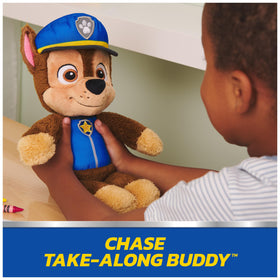 Chase in blue police uniform with hat, bold PAW Patrol badge for realistic dress-up.