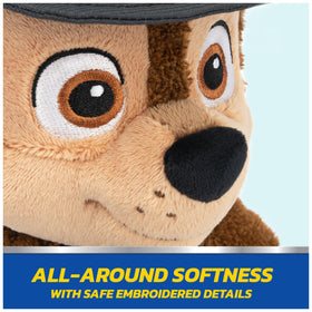 Surface-washable finish keeps Chase plush clean after adventures.