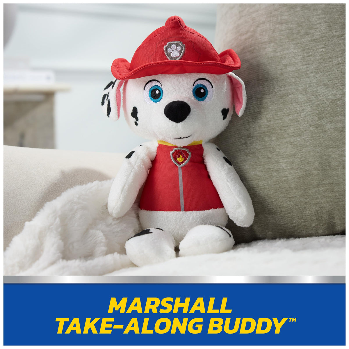 GUND PAW Patrol Marshall in firefighter uniform close-up showing authentic detail.