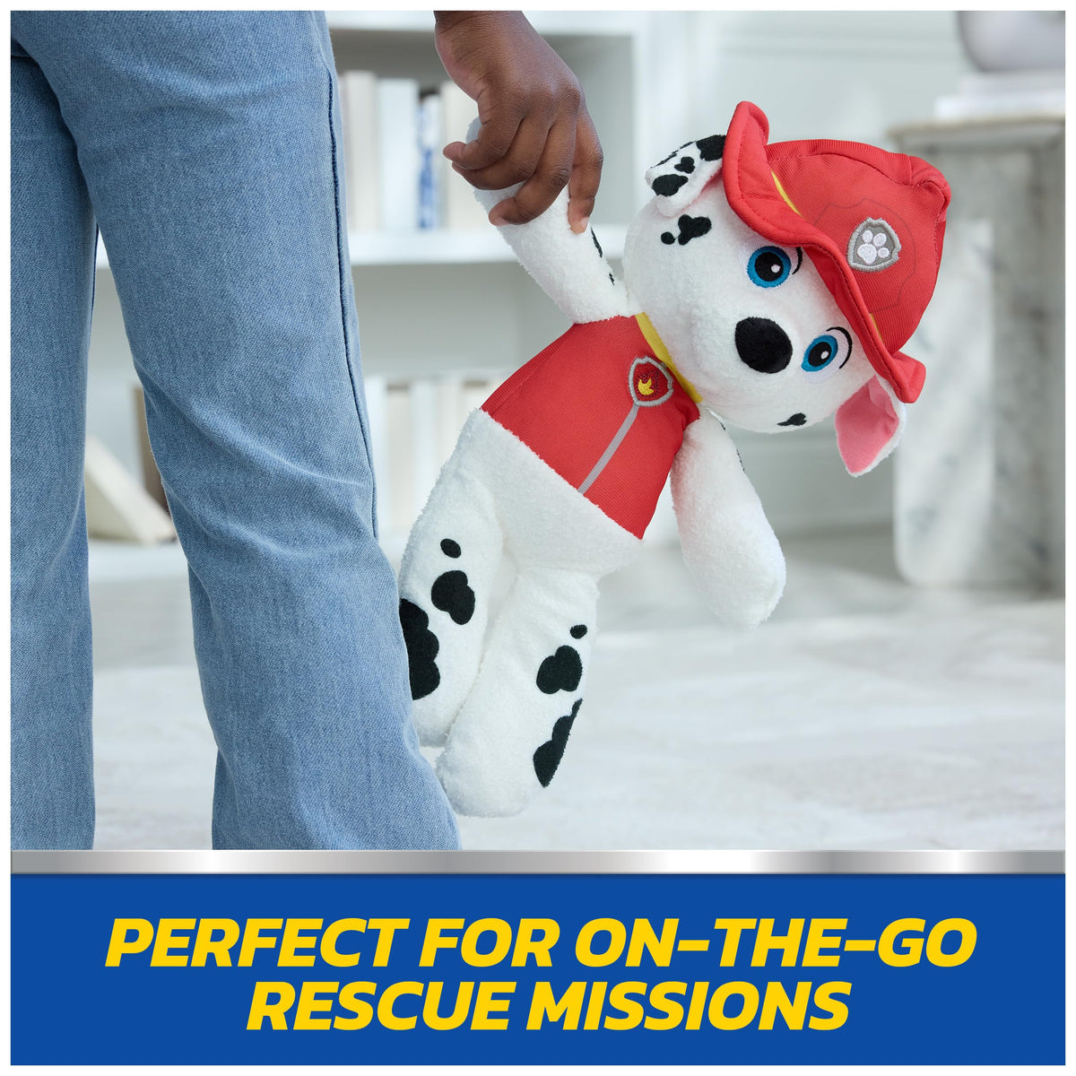 GUND PAW Patrol Marshall floppy limbs designed for easy gripping.