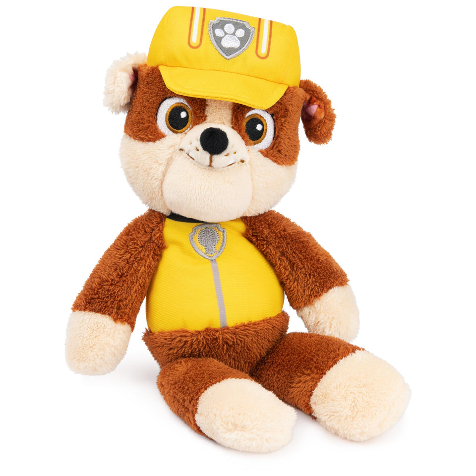 GUND Paw Patrol Rubble Take Along Buddy 13-inch plush, perfect for on-the-go cuddles.