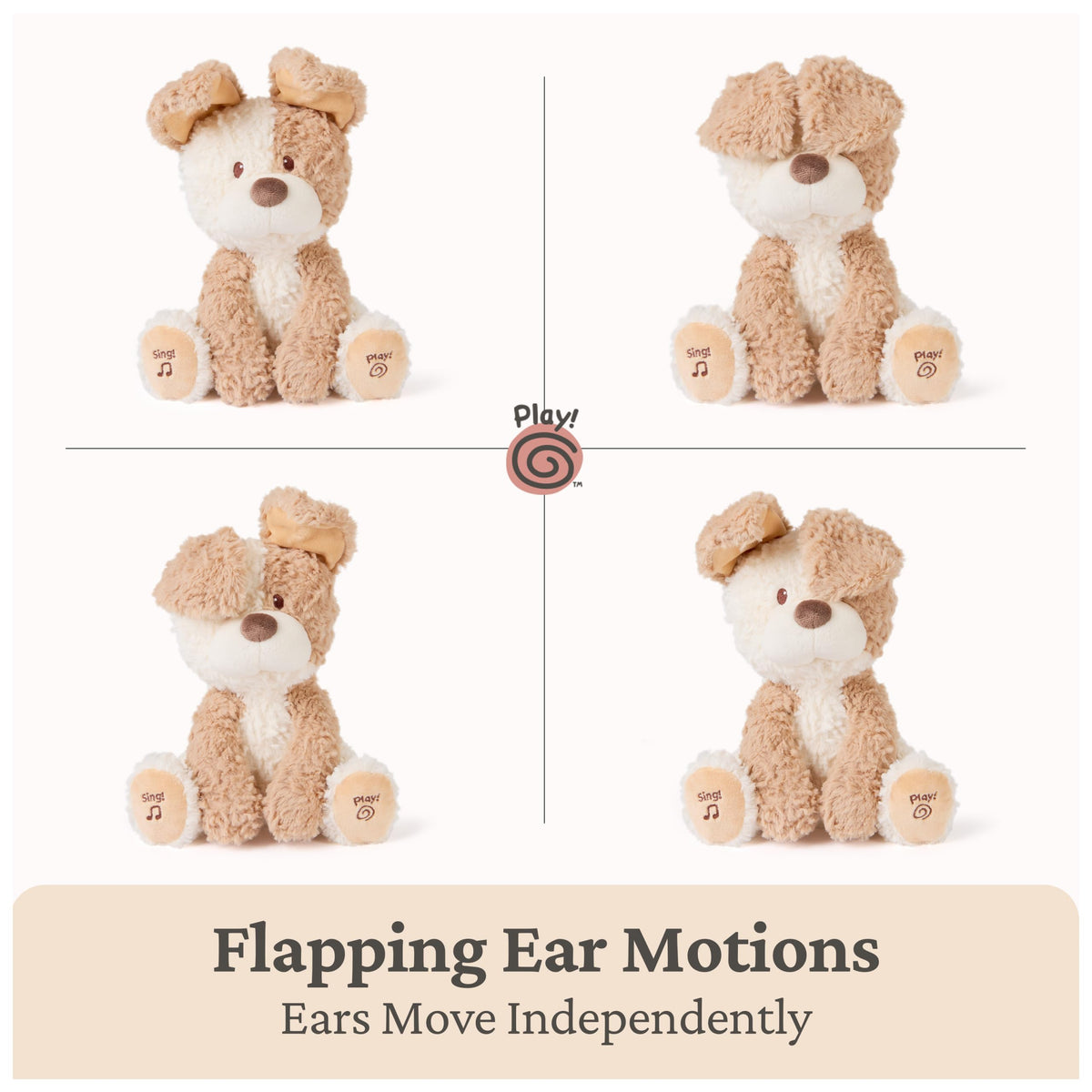 GUND Peeki's floppy ears cover eyes for a playful peek-a-boo moment with baby.