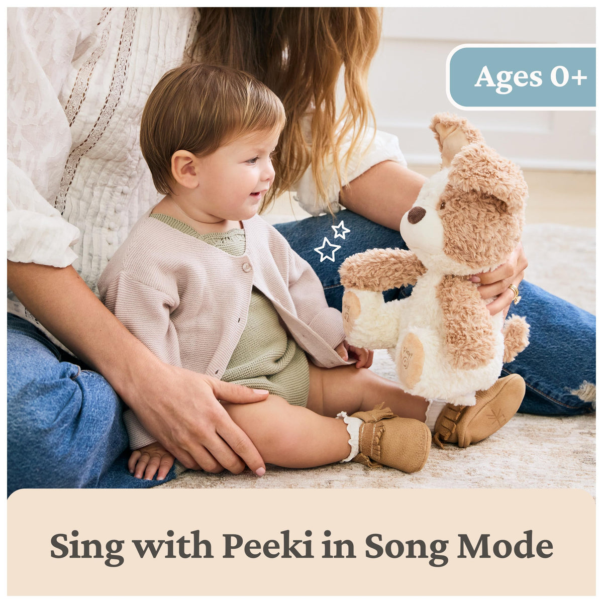 Peeki right paw activates interactive play for tiny hands.