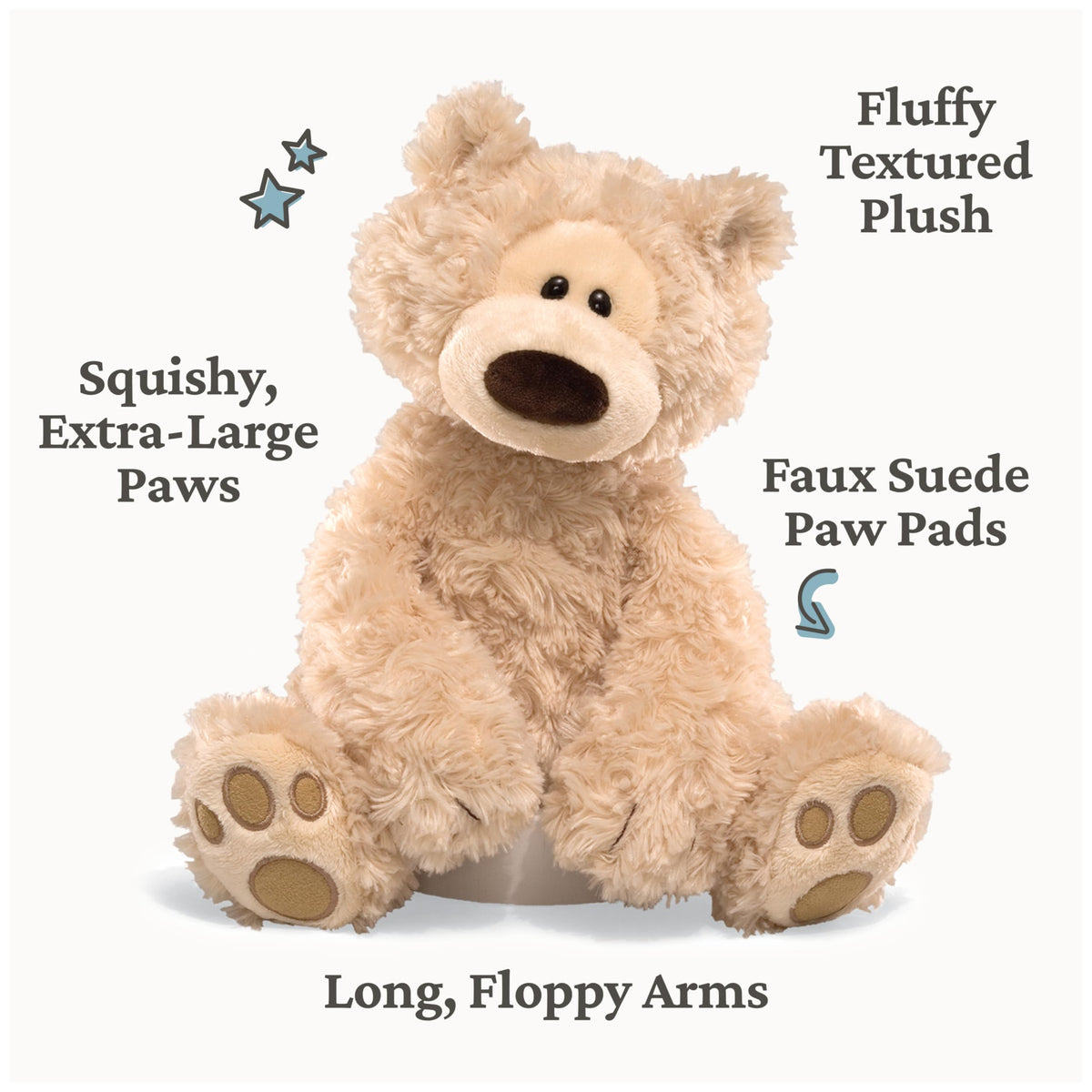 GUND Philbin teddy face with curious expression inviting play