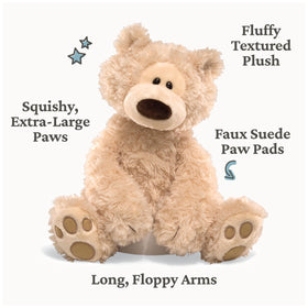 GUND Philbin teddy face with curious expression inviting play