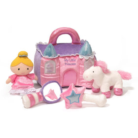 GUND Princess Castle bag holding four soft sensory toys for baby play