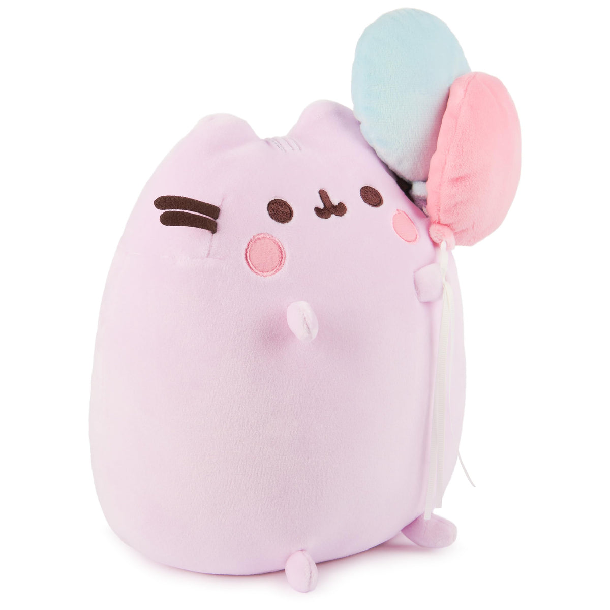 GUND Pusheen close up highlights premium plush texture and rosy cheeks.