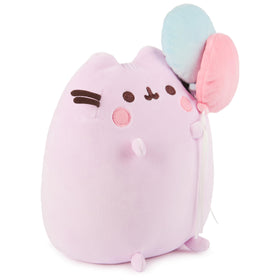 GUND Pusheen close up highlights premium plush texture and rosy cheeks.