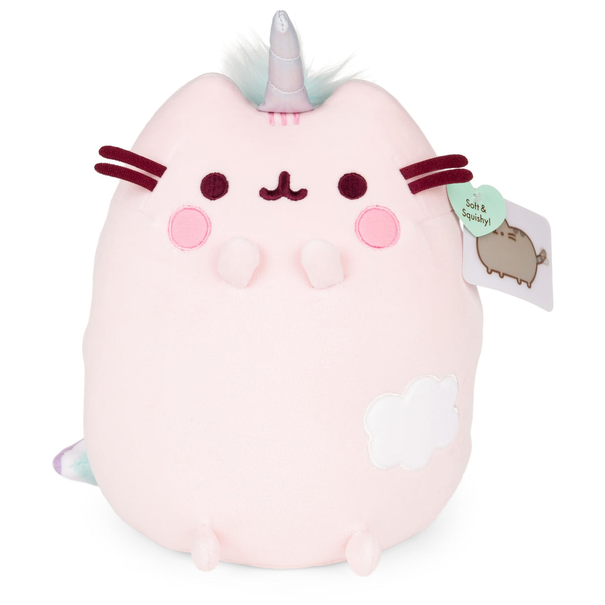 GUND Pusheen Dreamy Pusheenicorn Squisheen plush, 9.5 inches, pink, ideal desk companion.