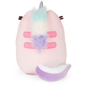GUND Pusheen Dreamy Pusheenicorn Squisheen features a shimmering silver horn.