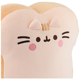 Close-up of Pusheen’s embroidered smile and cheeks on plush