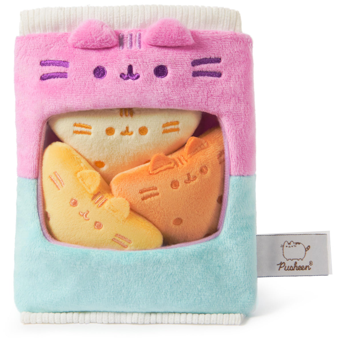 Soft pink and blue GUND Pusheen Gamer Chips plush material for cuddles