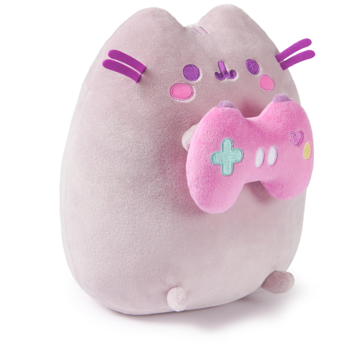 GUND Pusheen Gamer plush in purplish-gray fabric for cozy decor.