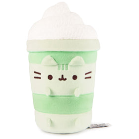 GUND Pusheen Matcha Latte plush, 9.5 inches, a cuddly desk decor piece with a foam swirl