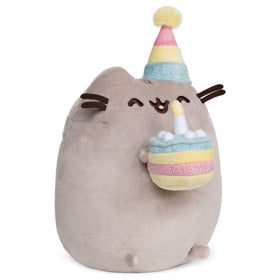 GUND Pusheen pastel party-hat plush with iridescent fabric details for festive decor