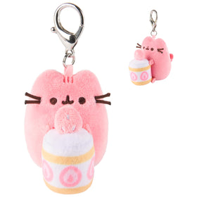 GUND Pusheen patisserie surprise plush with metal keychain for display.