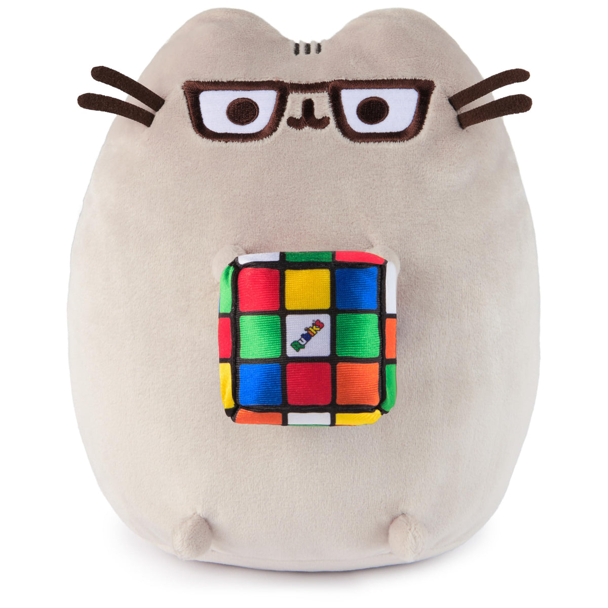 GUND Pusheen with Rubik's Cube plush, 9.5 inches, a collectible desk companion.