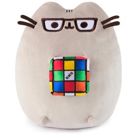 GUND Pusheen with Rubik's Cube plush, 9.5 inches, a collectible desk companion.