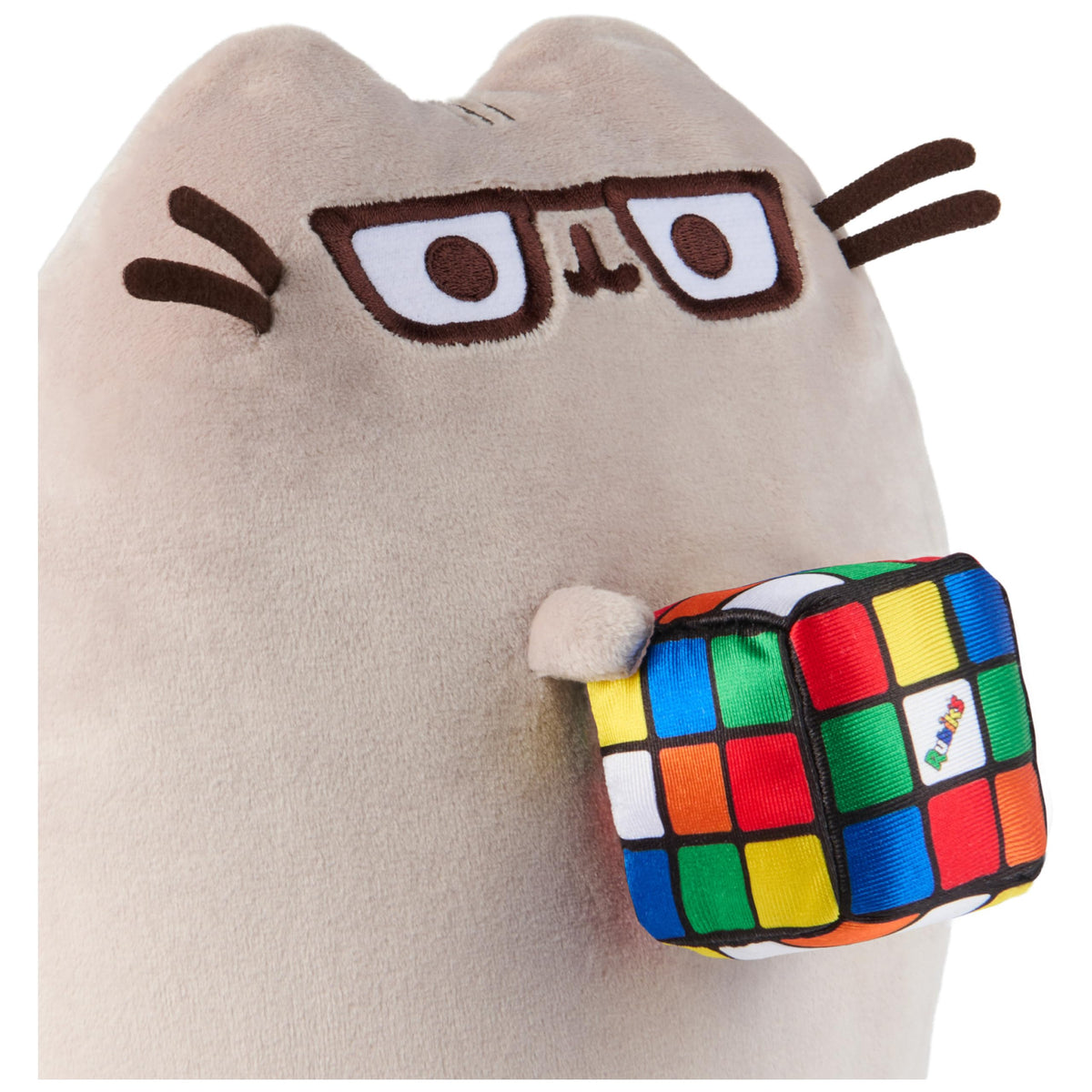 GUND Pusheen satin Rubik's Cube close-up showing texture and charm.