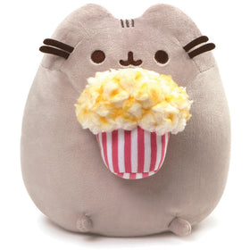 GUND Pusheen Snackables Popcorn Cat Plush in gray, ideal for cozy movie-night cuddles.