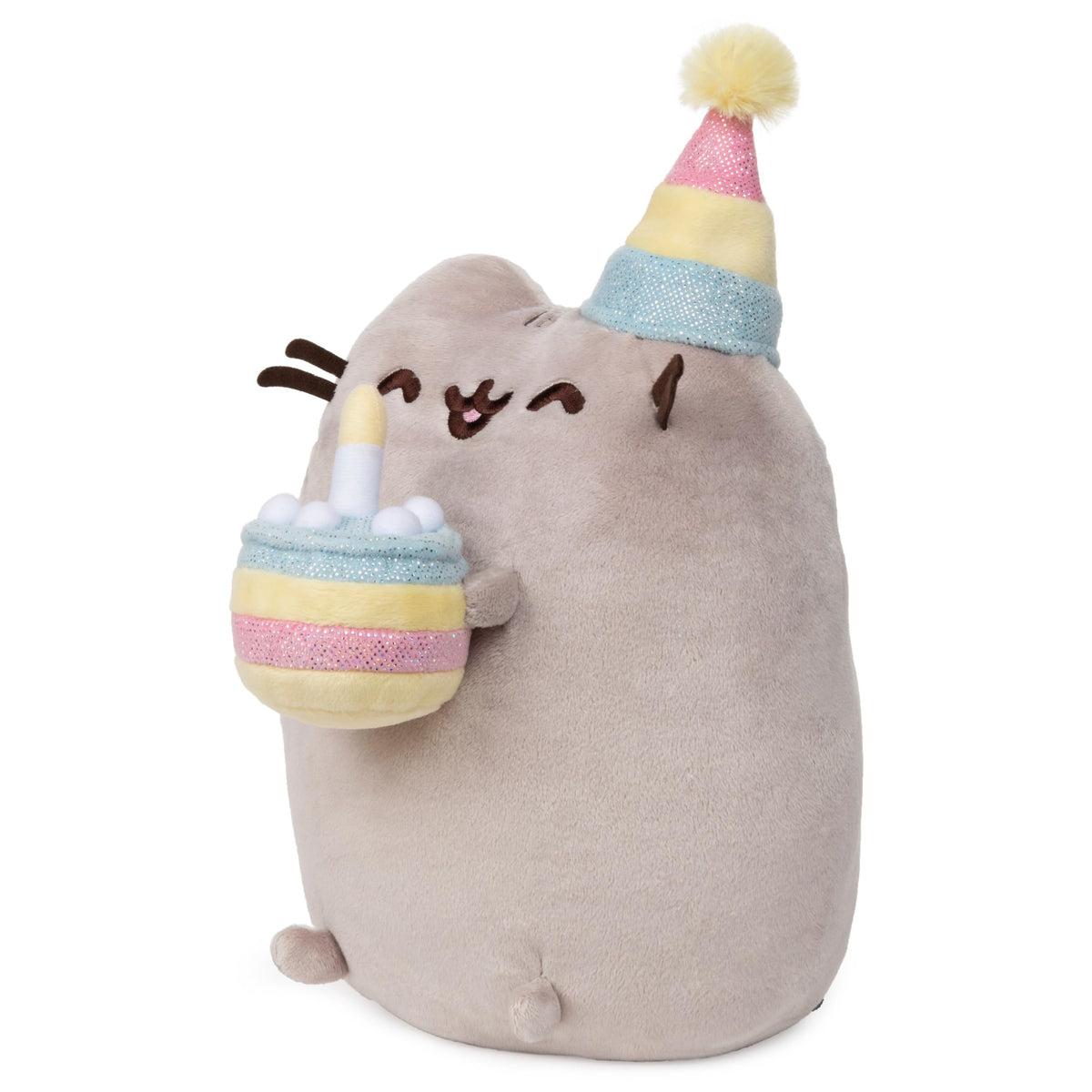 GUND Pusheen yellow poof party hat plush, cheerful birthday vibe
