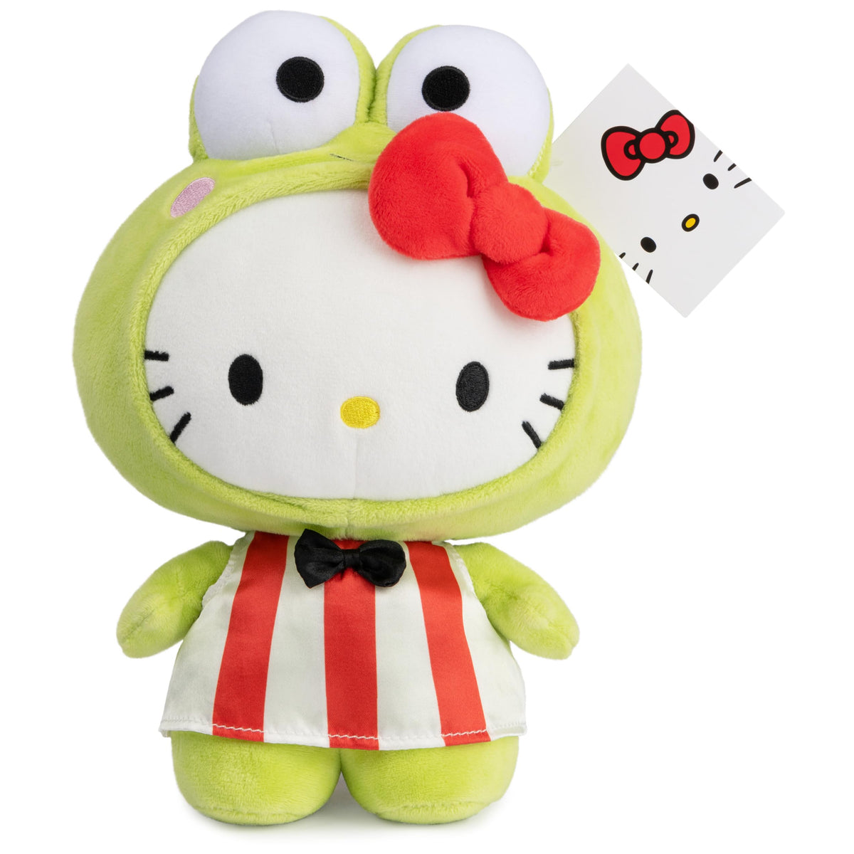GUND Sanrio Hello Kitty Keroppi plush care note, surface-washable for easy cleaning.
