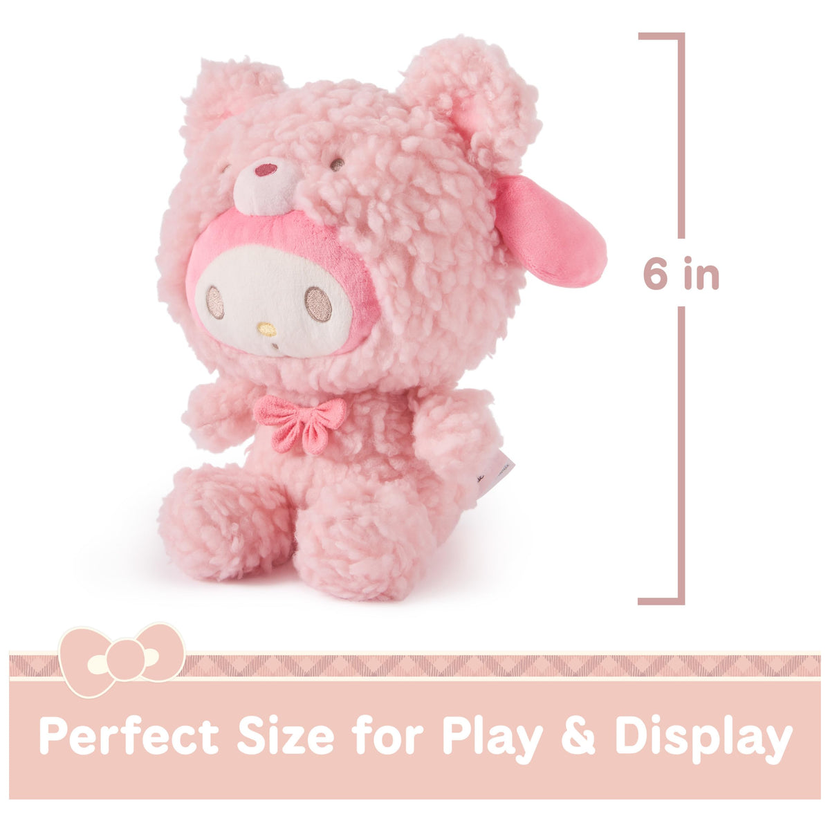 GUND My Melody Cafe Latte teddy bear plush long ears and bow add kawaii charm