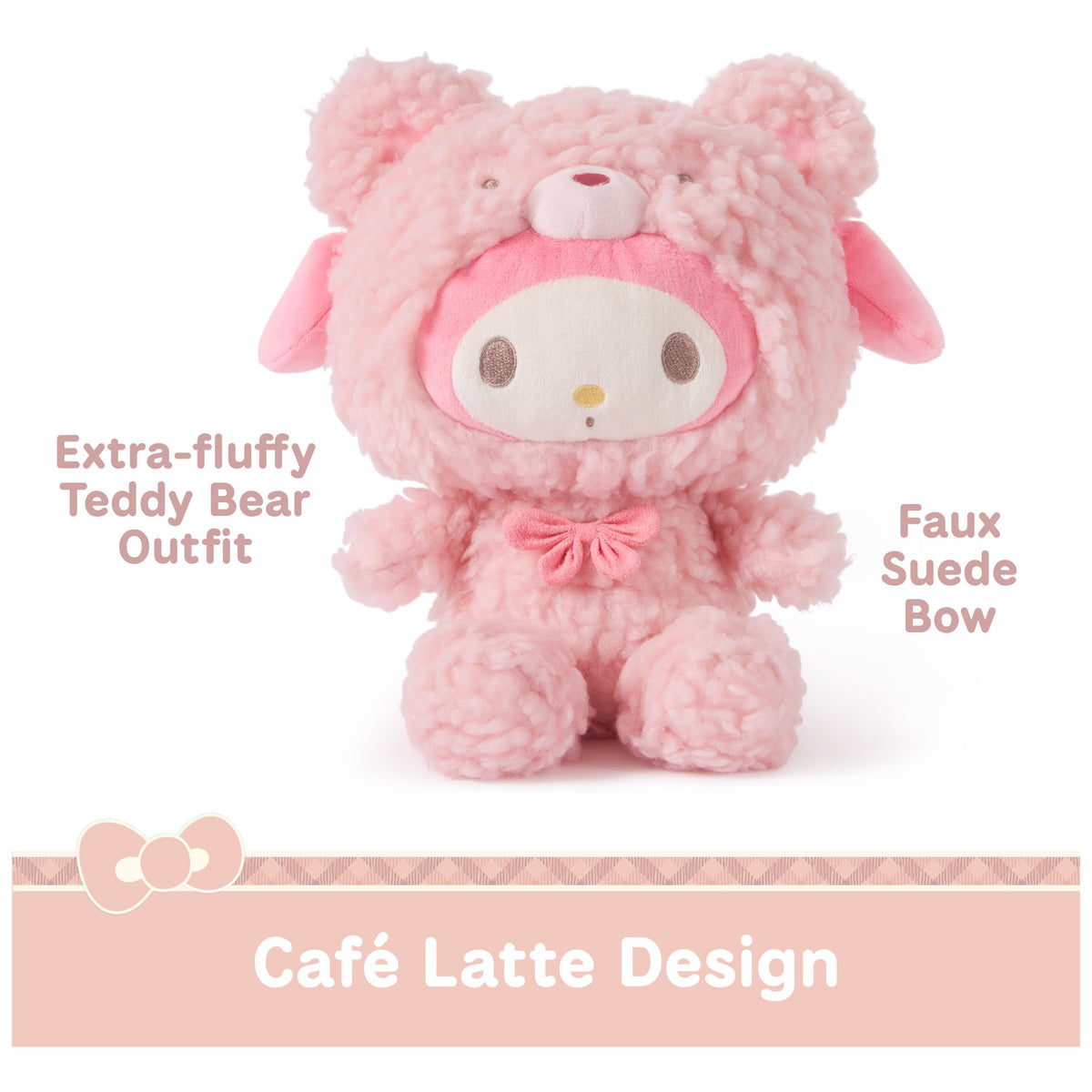 GUND My Melody Cafe Latte plush fabric texture close-up shows soft plush