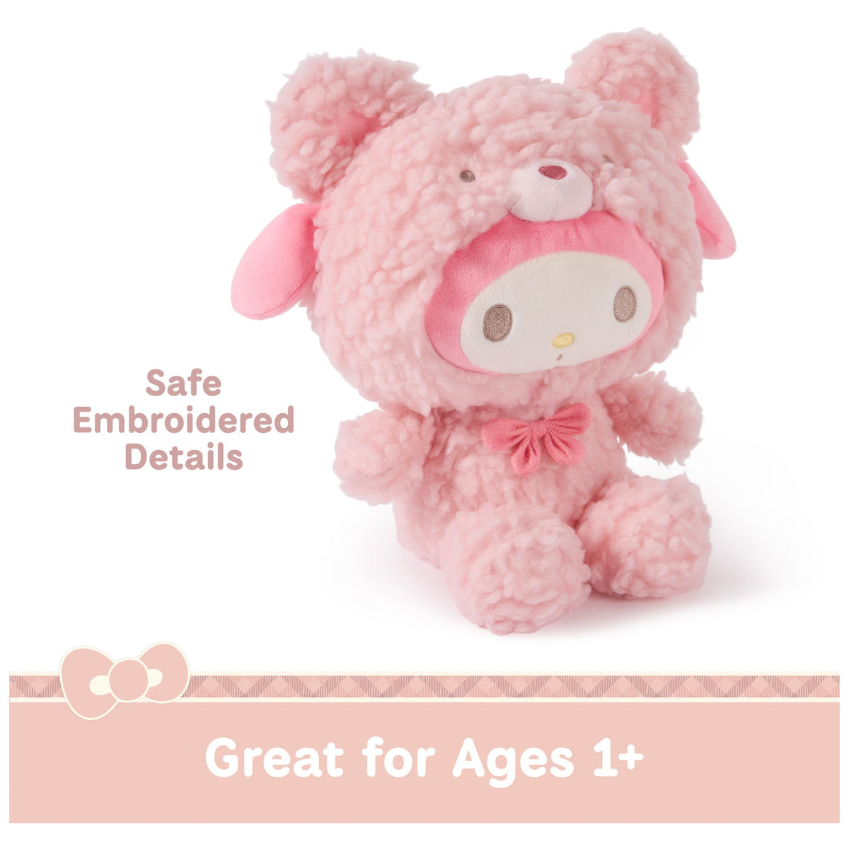 GUND Hello Kitty My Melody Cafe Latte plush face detail enhances collectibility