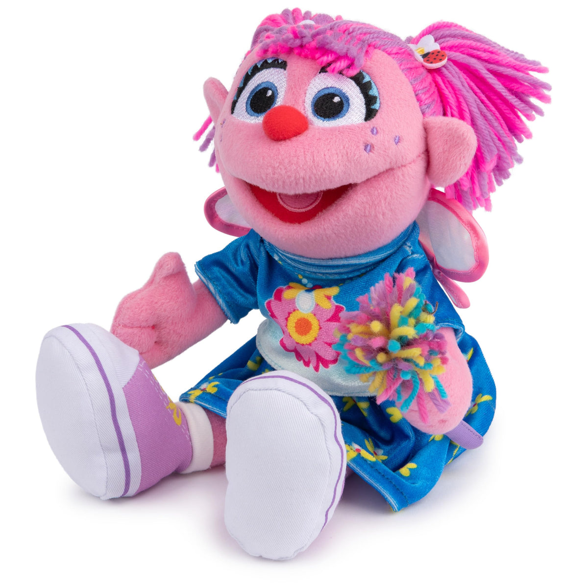 Embroidered facial details give Abby Cadabby a friendly, expressive look for kids.