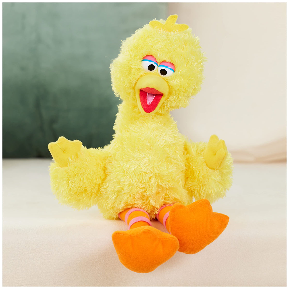 GUND Big Bird plush with soft yellow fur inviting cozy snuggles