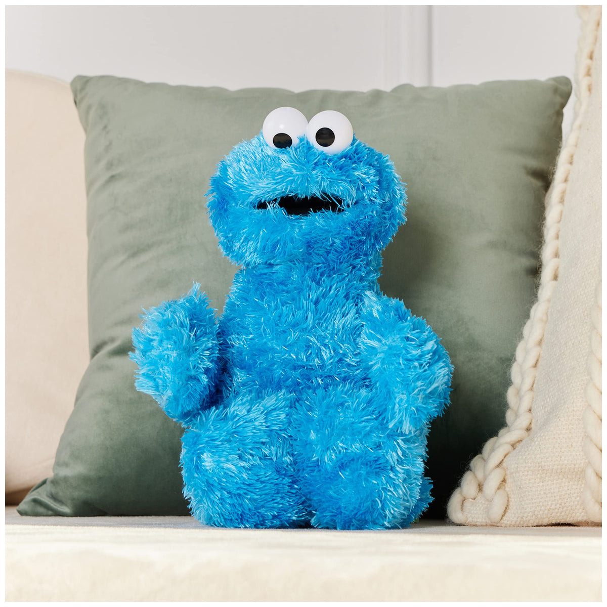 GUND Sesame Street Cookie Monster plush with googly eyes for bedtime stories.