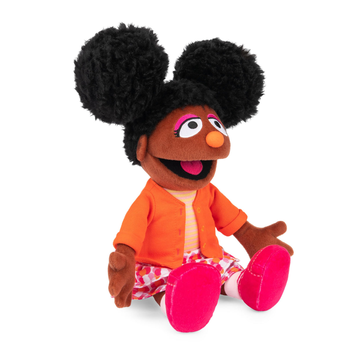 Bright pink shoes add cheerful color for everyday pretend play