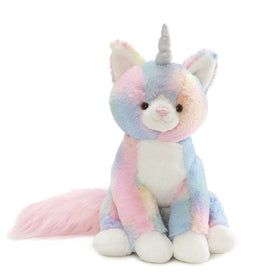 GUND Shimmer Caticorn with pastel swirl fur, ideal for cuddles and imaginative play.