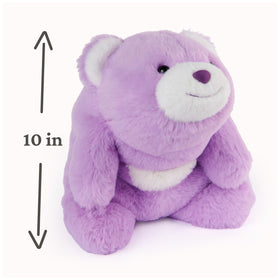 Purple Snuffles with curved crescent design enabling eye-level connection during hugs.