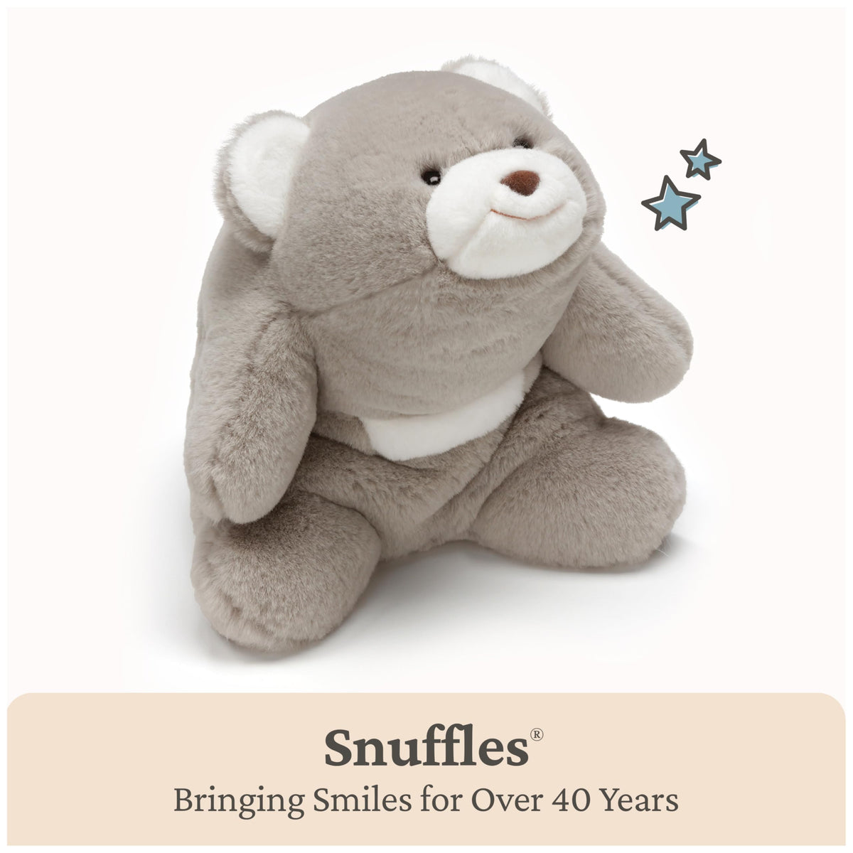 GUND Snuffles teddy bear hug curved body highlighting crescent design for cozy snuggles